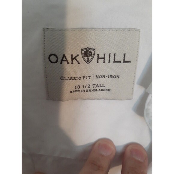 Oak Hill Dress Shirt Classic Fit No Iron  Short Sleeve Cotton White 18 1/2 Tall - Picture 5 of 7